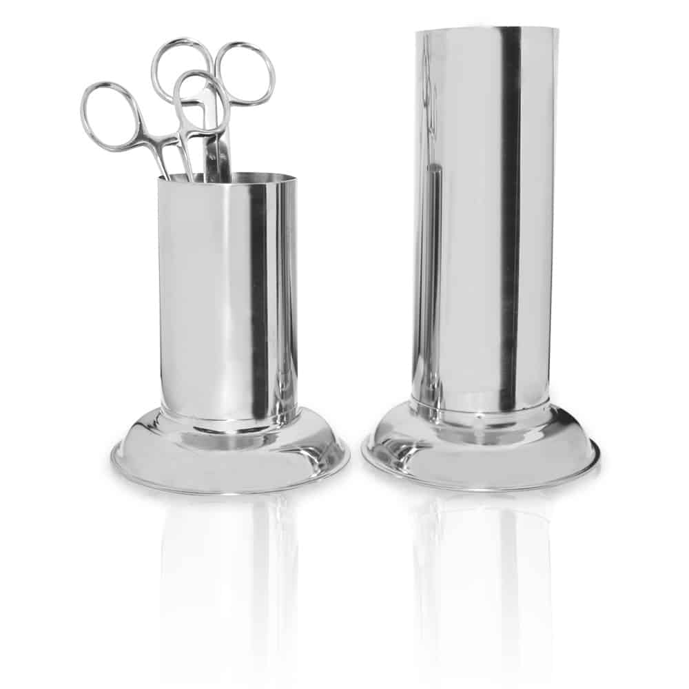 G.S Forceps Jar - Large 7 3/8" Stainless Steel Container For Medical & Laboratory Tools