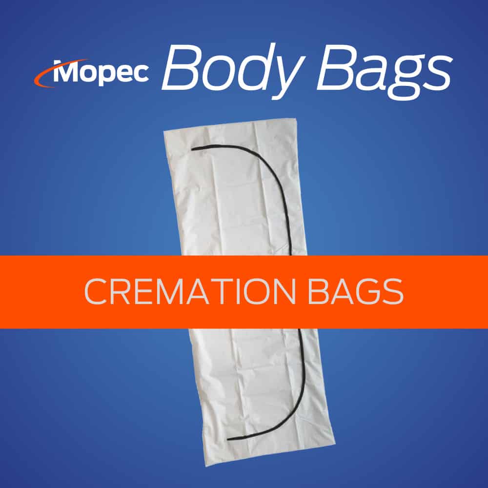Body bags for cremation in funeral homes, and labs