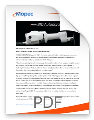 Mopec 810 Autopsy Saw Press Release BD810
