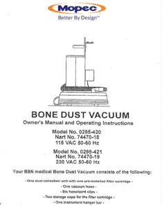 Bone Dust Vacuum Manual