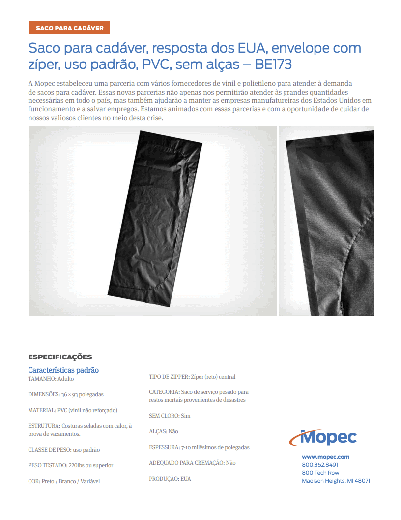 Download Mopec BE173 Spec Sheet - Portuguese