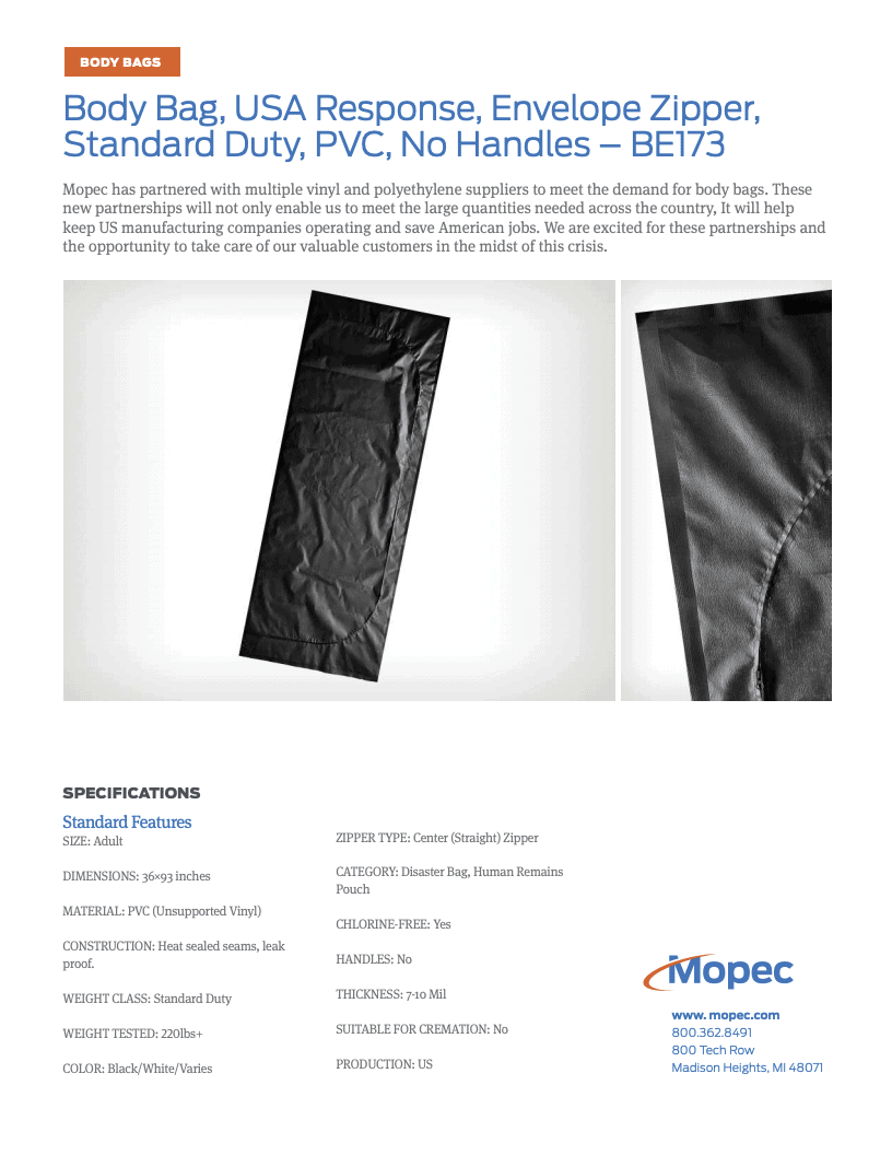 Download Mopec BE173 Spec Sheet