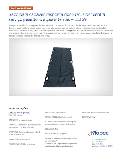Download Mopec BE169 Spec Sheet Portuguese