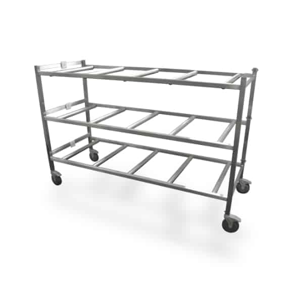 7011-3-30-mortech-manufacturing-portable-cremation-storage 3-Tier-rack-30-Wide-full -rollers