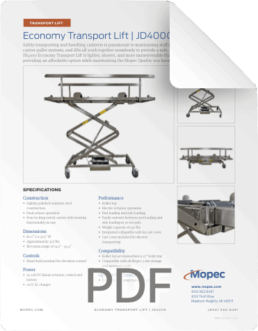 Download Mopec JD4000 Economy Lift Spec Sheet