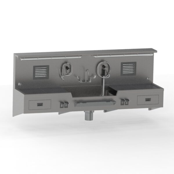 Wall Mounted Autopsy Station, Center Sink (1036-10)
