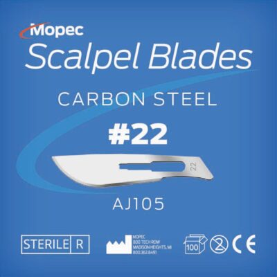 #22 Scalpel Blades, Sterile, 100 Pack - AJ105