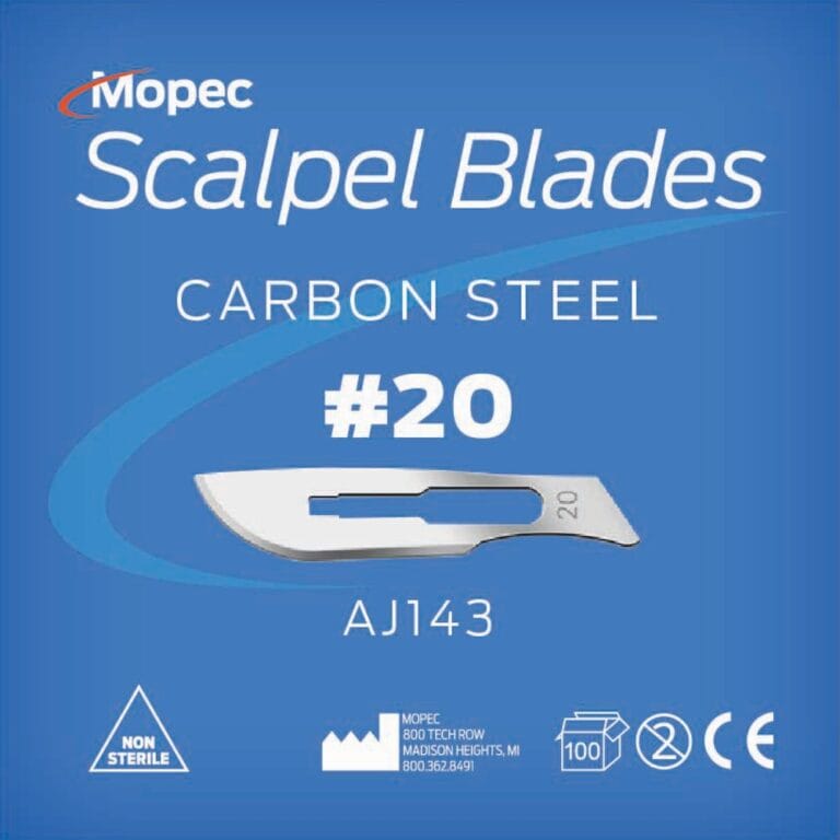 #20 Scalpel Blades, Non-Sterile, Standard Grade, 100 Pack - AJ143