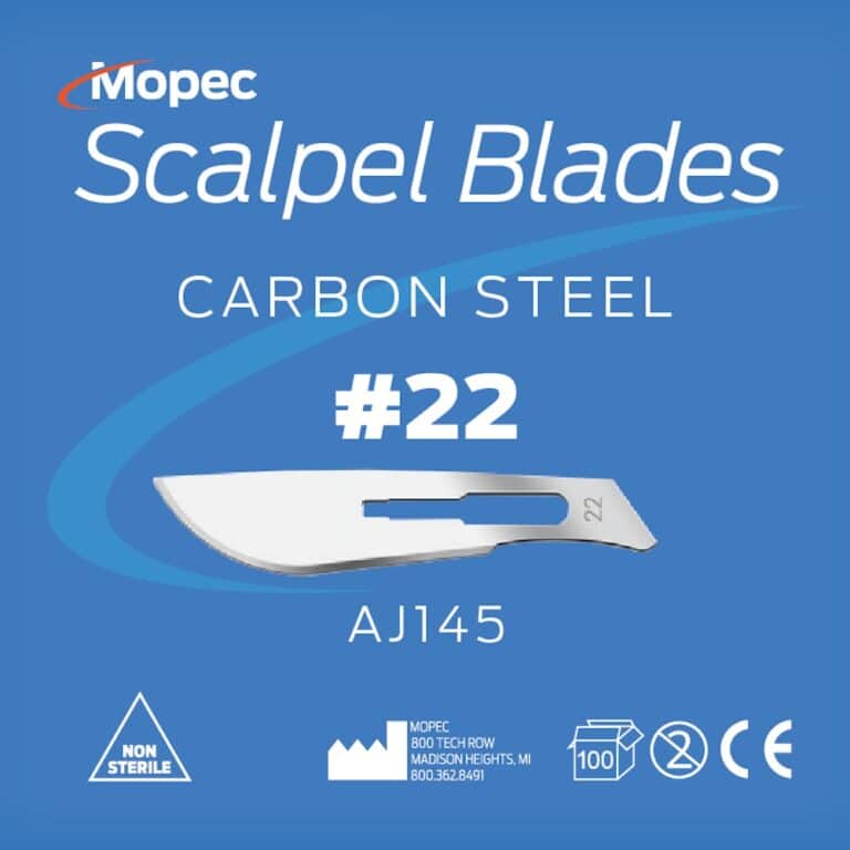 #22 Scalpel Blades, Non-Sterile, Standard Grade, 100 Pack - AJ145