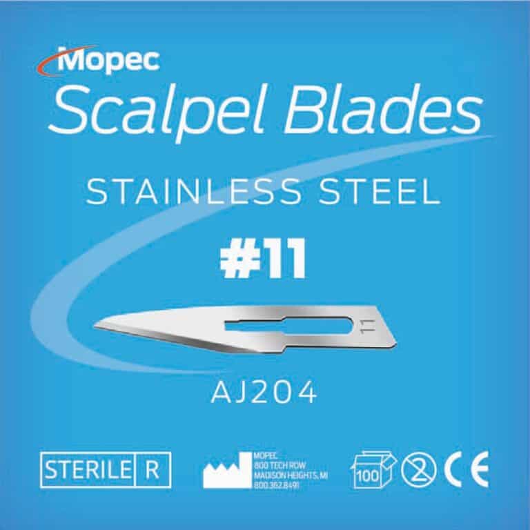 #11 Scalpel Blades, Stainless Steel, Sterile, 100 Pack - AJ204