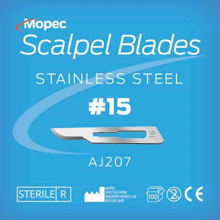 #15 Scalpel Blades, Stainless Steel, Sterile, 100 Pack - AJ207