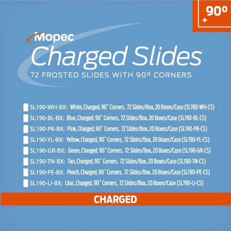 Microscope Slides, Charged, 90 Corners, Box of 72