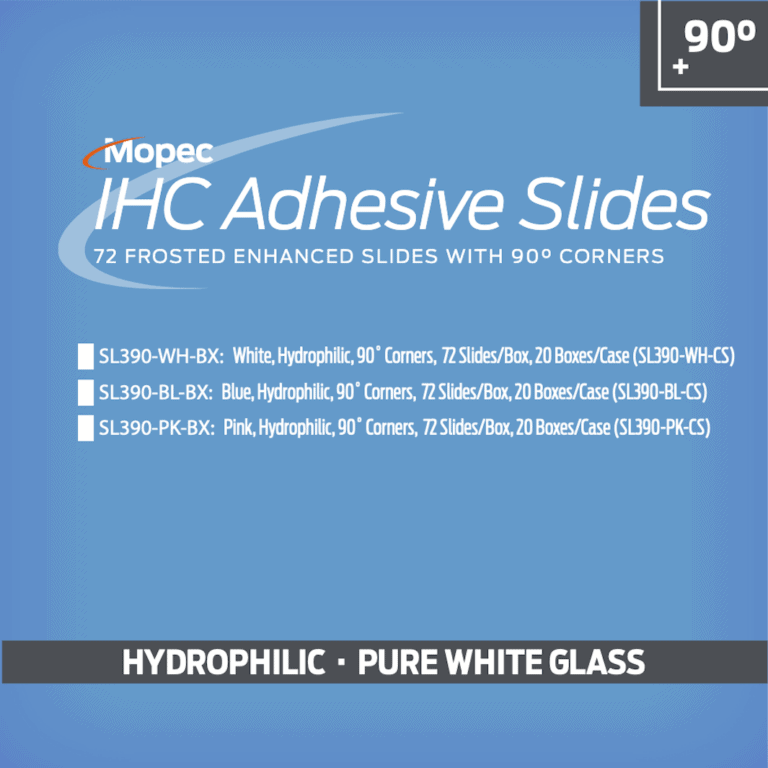 Microscope Slides, Superwhite Glass, Hydrophillic, 90 Corners, Box of 72