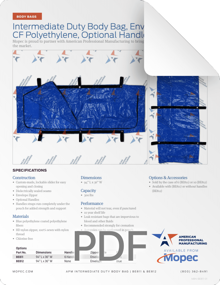 Mopec APM BE811 BE812 Spec Sheet