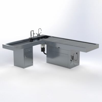 Pedestal Autopsy Table, L-Shaped, Right or Left Facing, with Optional Elevation - Image 4