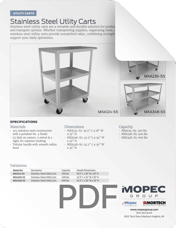 MXA Carts Spec Sheet