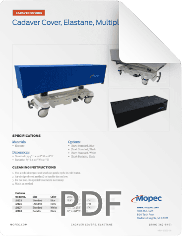 Elastane Cadaver Cover Spec Sheet