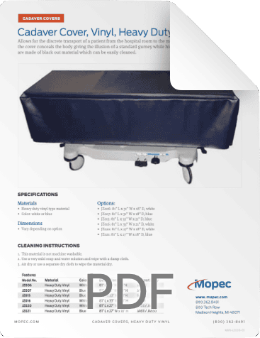 Heavy Duty Cadaver Cover Spec Sheet