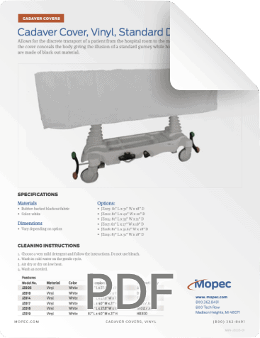Standard Cadaver Cover Spec Sheet