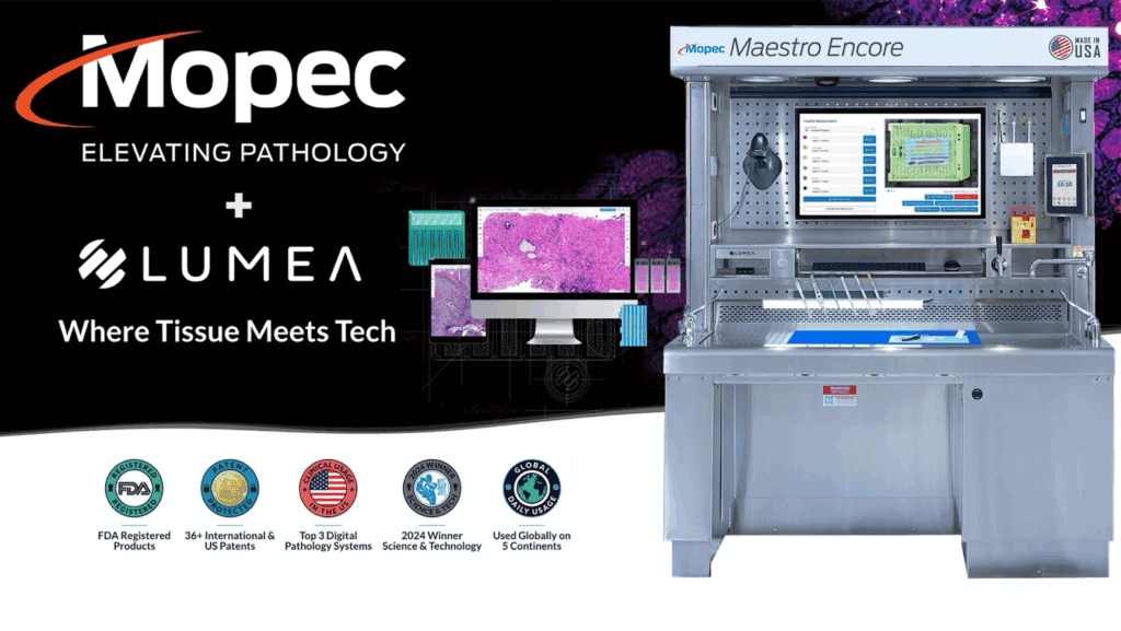 “Mopec Maestro Encore grossing station with integrated Lumea BxCamera for digital pathology”