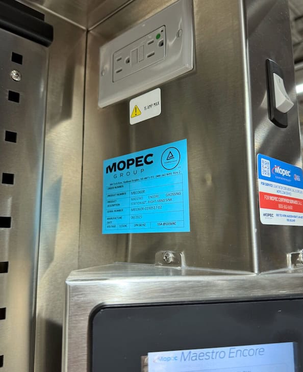 Example of a serial number tag location on equipment.
