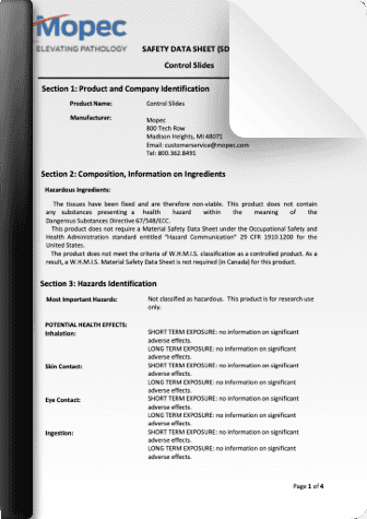 Control Slides Safety Data Sheet