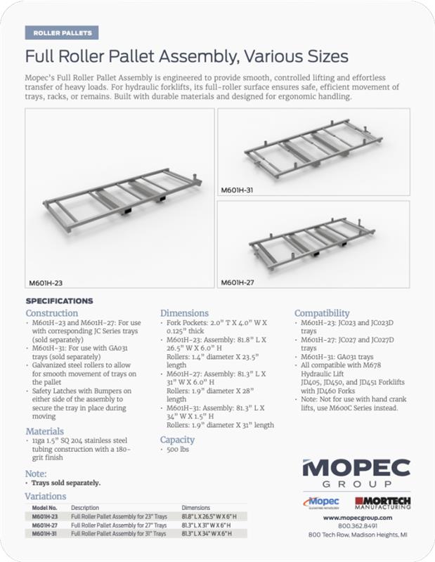 M601H-23-27 Spec Sheet