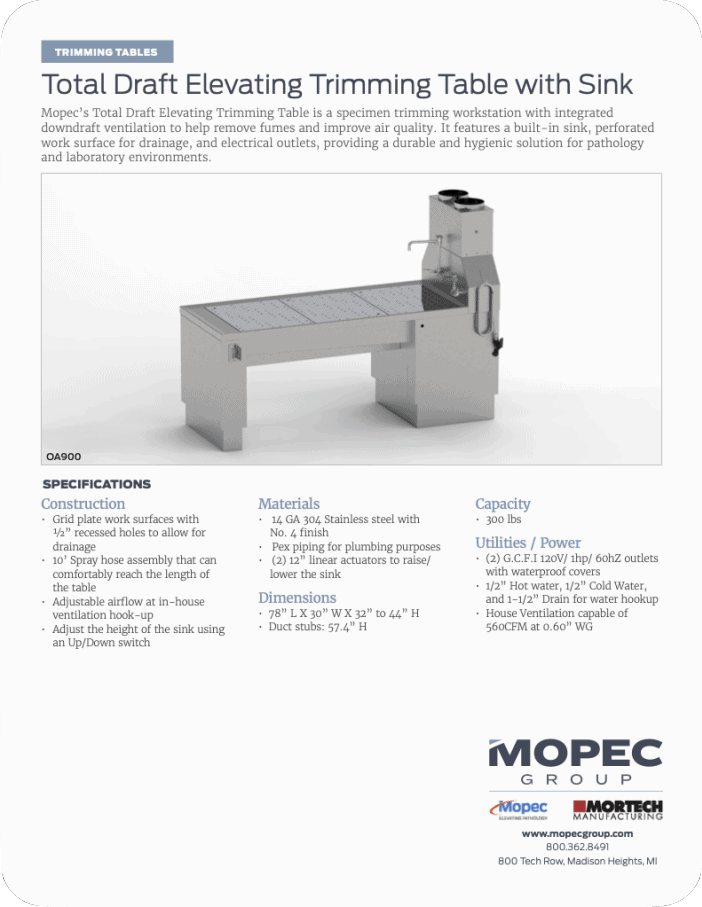 OA900 Spec Sheet