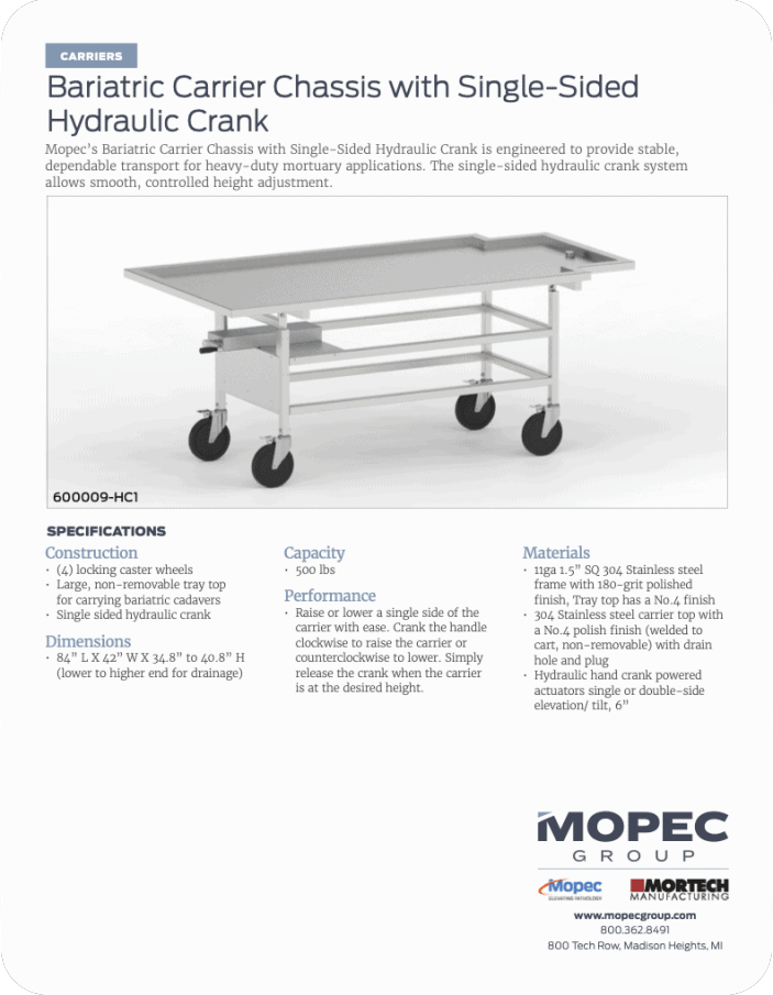 600009-HC1 Spec Sheet