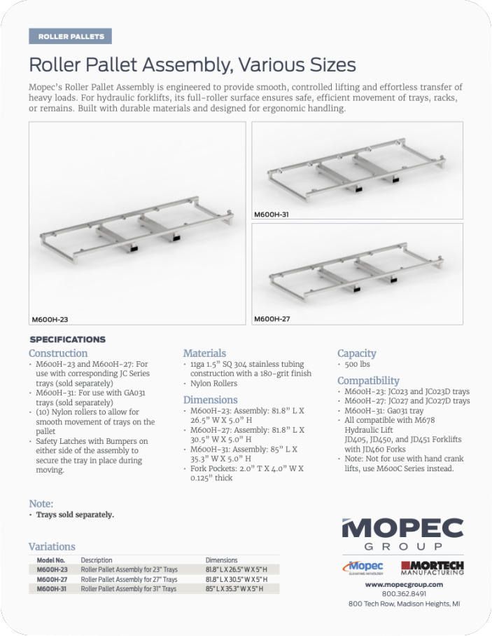 M600H-23-27 Spec Sheet