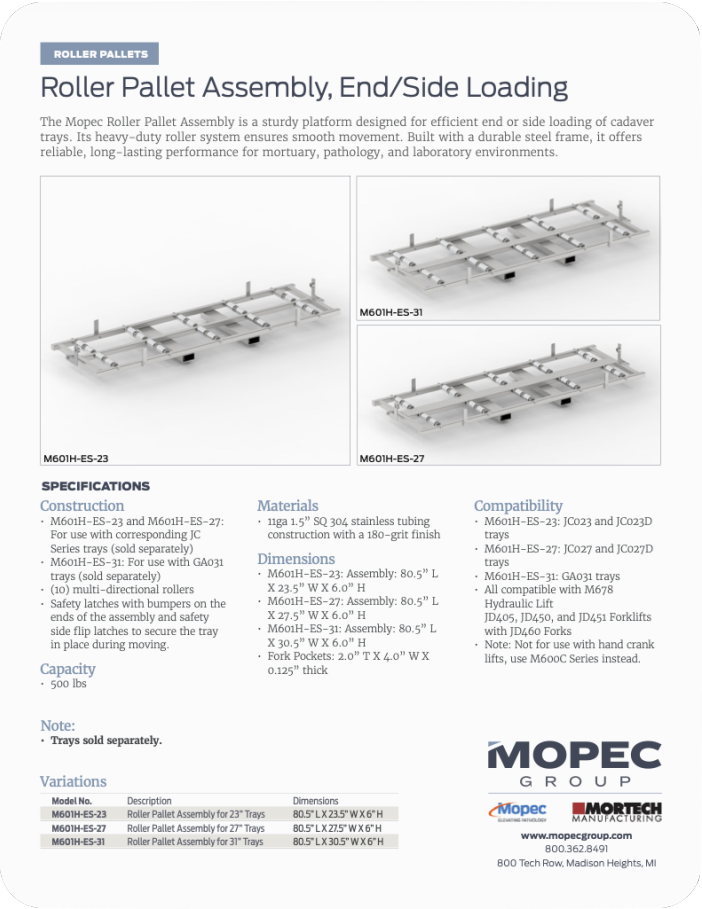 M601H-ES-23-27 Spec Sheet