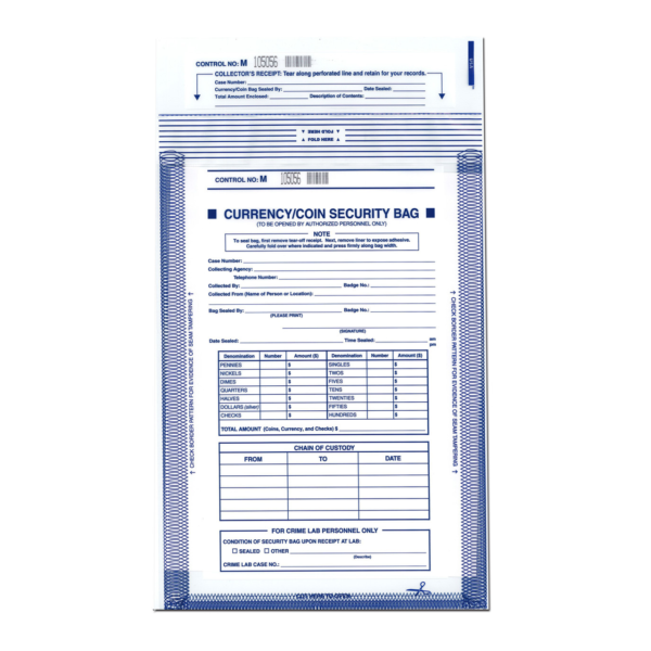 Currency/Coin Security and Evidence Bags