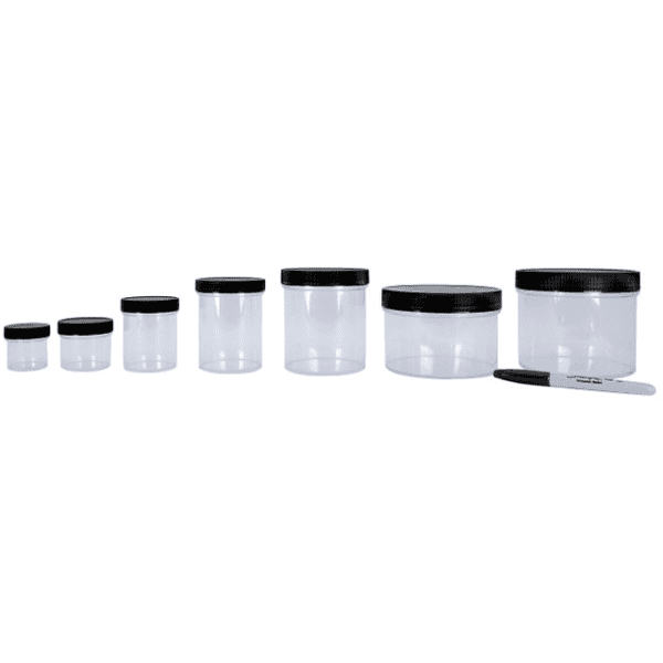 Plastic-Polystyrene Jars, Various Sizes