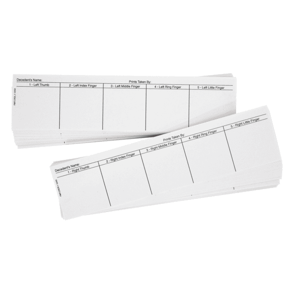 Postmortem Fingerprint Record Card Strips