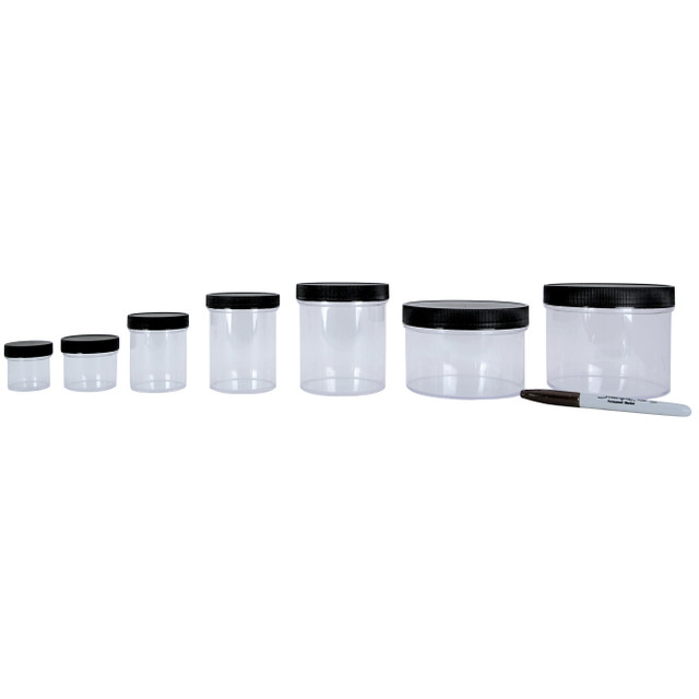 Plastic-Polystyrene Jars, Various Sizes