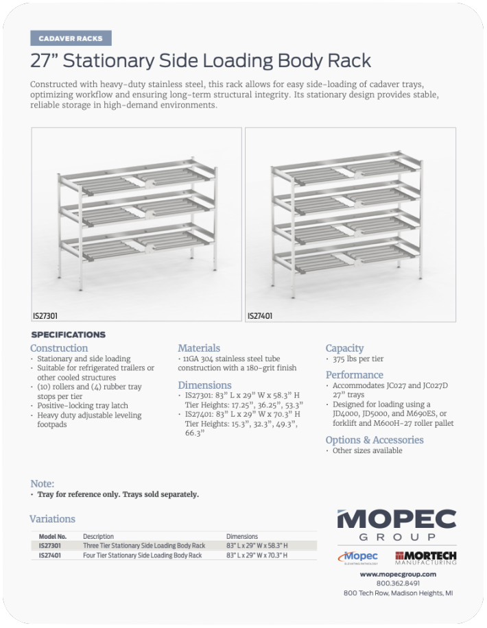 IS27 Racks Spec Sheet