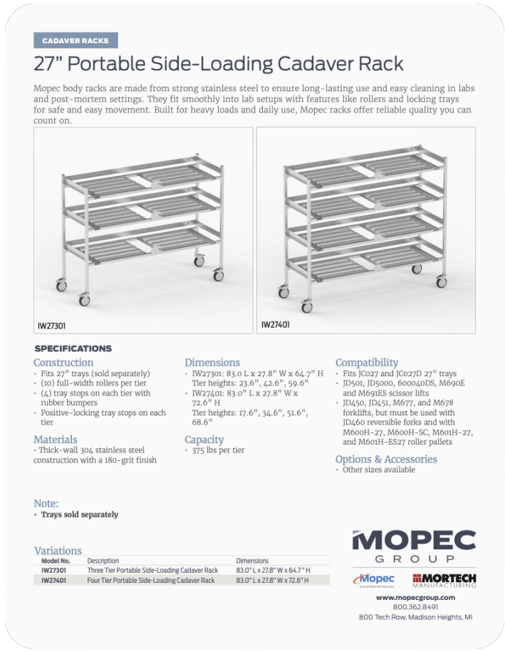 IW27 Racks Spec Sheet
