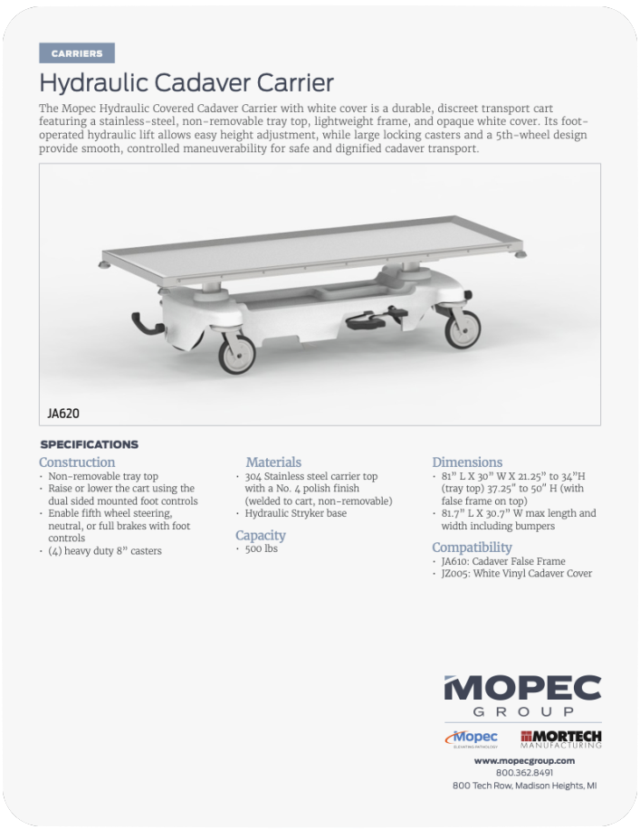 JA620 Spec Sheet