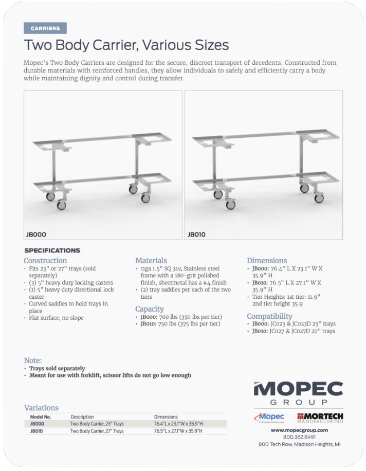 JB000 & JB010 Spec Sheet